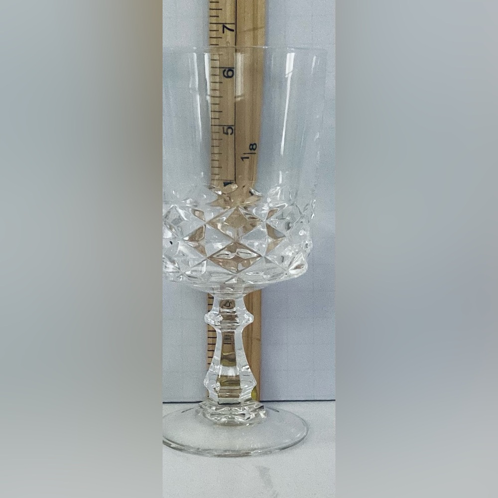 CRISTAL D'ARQUES-DURAND Diamond Water Wine Goblet Blown Crystal Glass France - Picture 3 of 3